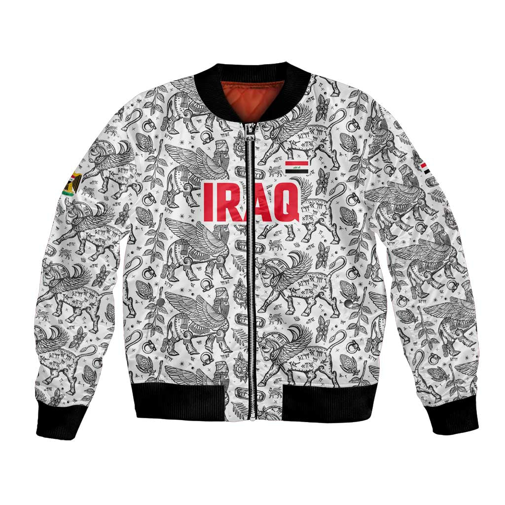 Iraq Ancient Mesopotamian Lamassu Bomber Jacket with Mythical Motif Design - Wonder Print Shop
