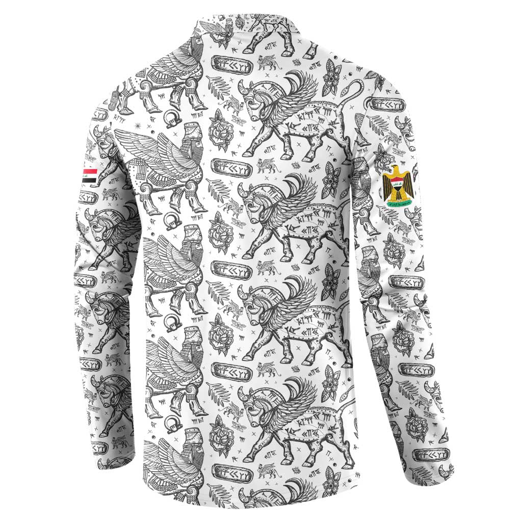 Iraq Ancient Mesopotamian Lamassu Button Sweatshirt with Mythical Motif Design - Wonder Print Shop