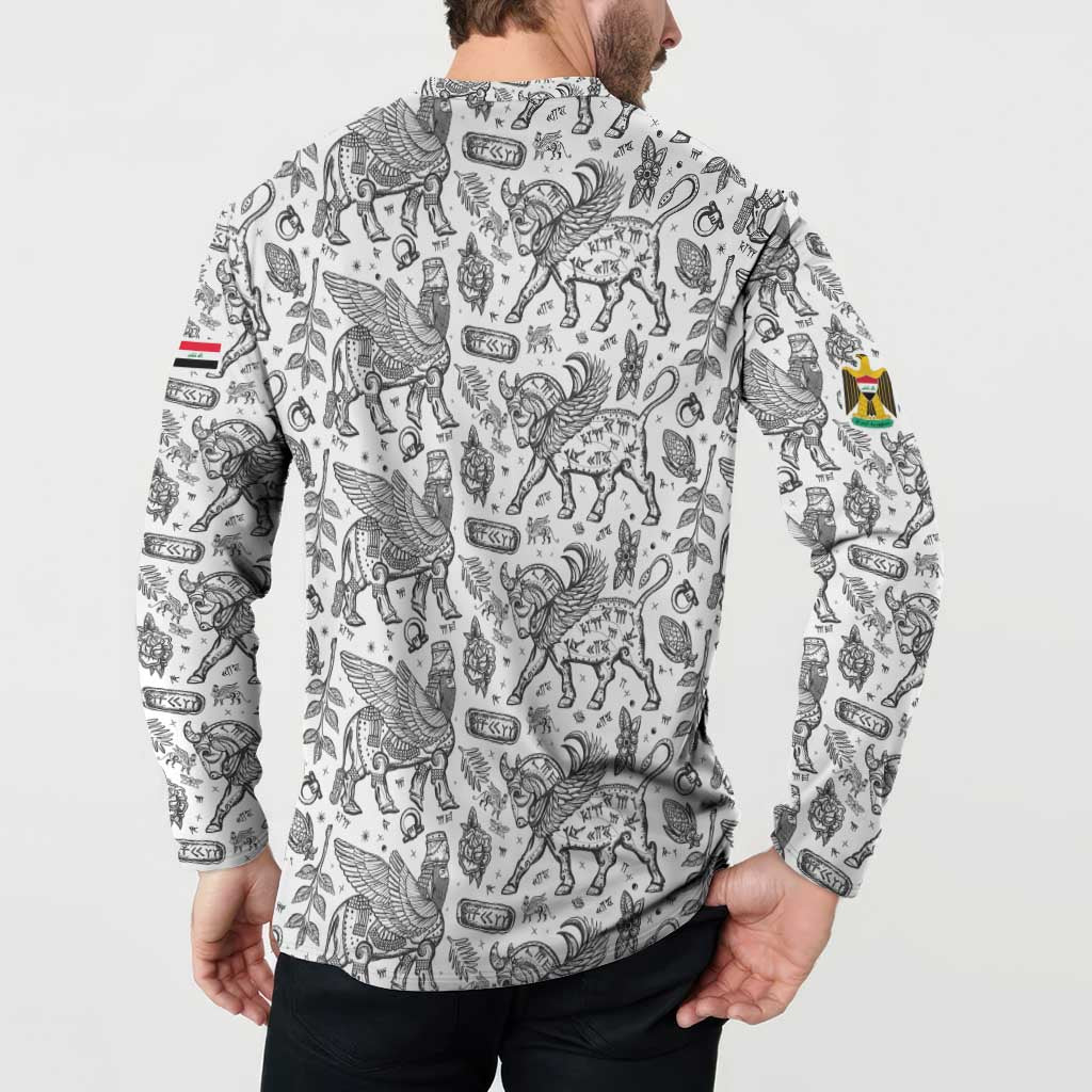 Iraq Ancient Mesopotamian Lamassu Button Sweatshirt with Mythical Motif Design - Wonder Print Shop