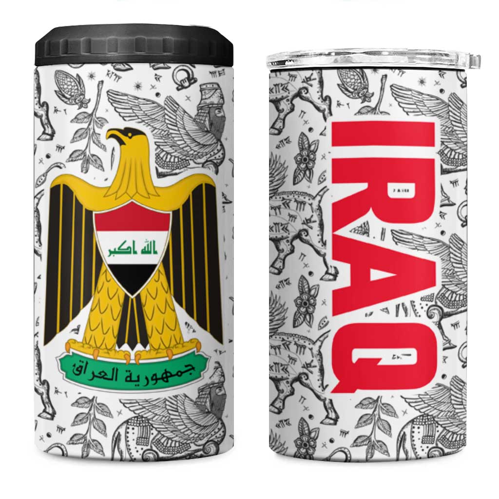 Iraq Ancient Mesopotamian Lamassu 4 in 1 Can Cooler Tumbler with Mythical Motif Design - Wonder Print Shop