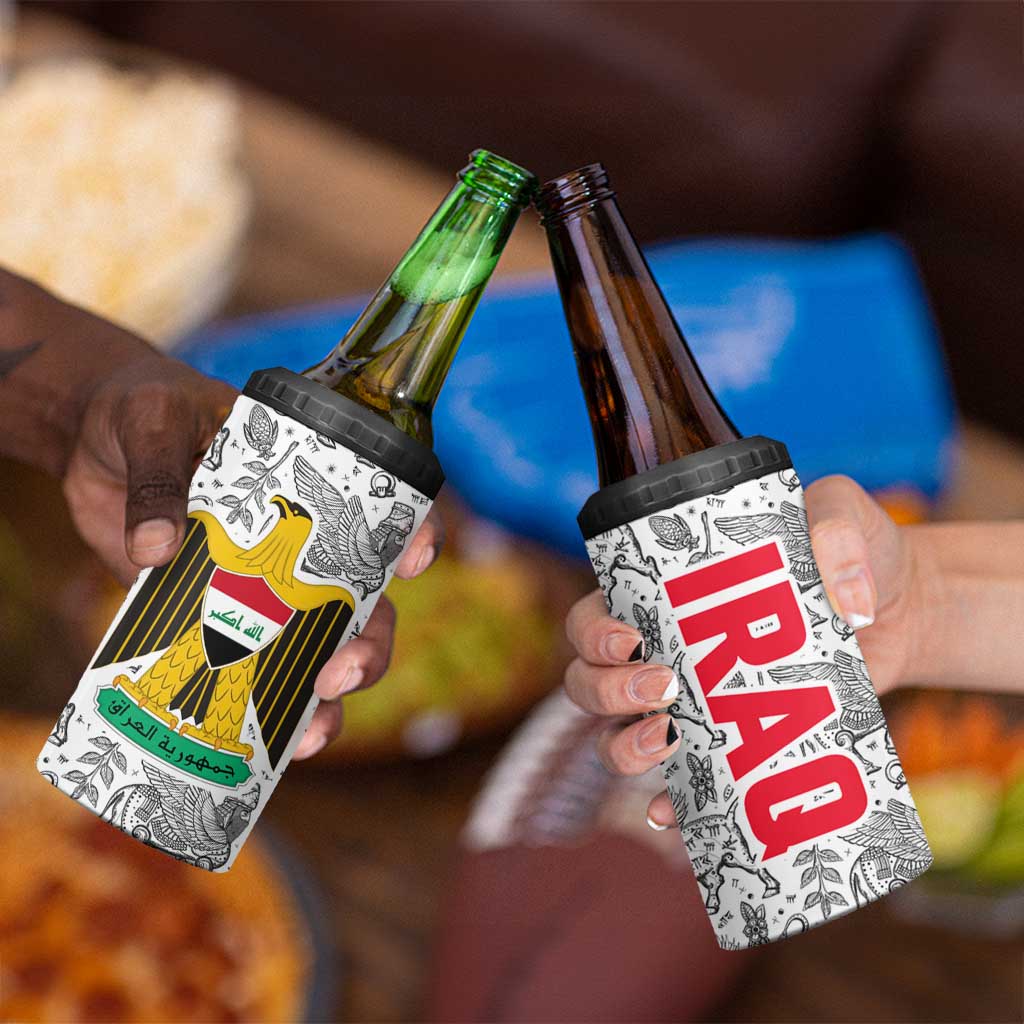 Iraq Ancient Mesopotamian Lamassu 4 in 1 Can Cooler Tumbler with Mythical Motif Design - Wonder Print Shop