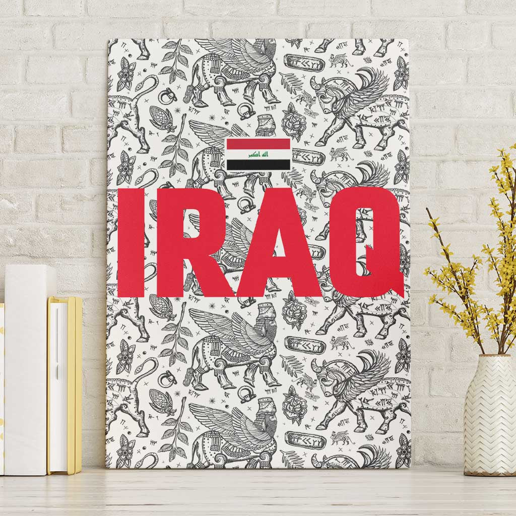 Iraq Ancient Mesopotamian Lamassu Canvas Wall Art with Mythical Motif Design - Wonder Print Shop