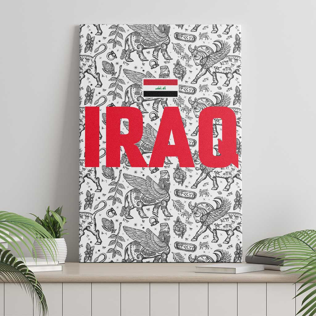 Iraq Ancient Mesopotamian Lamassu Canvas Wall Art with Mythical Motif Design - Wonder Print Shop