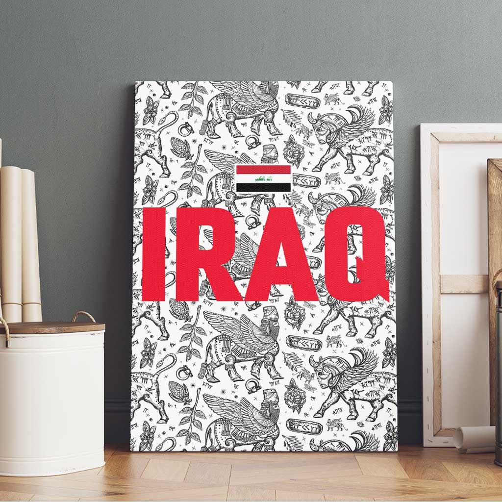 Iraq Ancient Mesopotamian Lamassu Canvas Wall Art with Mythical Motif Design - Wonder Print Shop