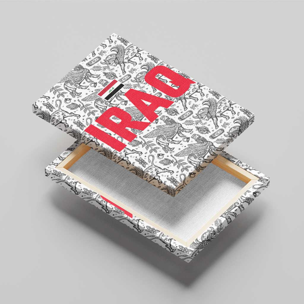 Iraq Ancient Mesopotamian Lamassu Canvas Wall Art with Mythical Motif Design - Wonder Print Shop