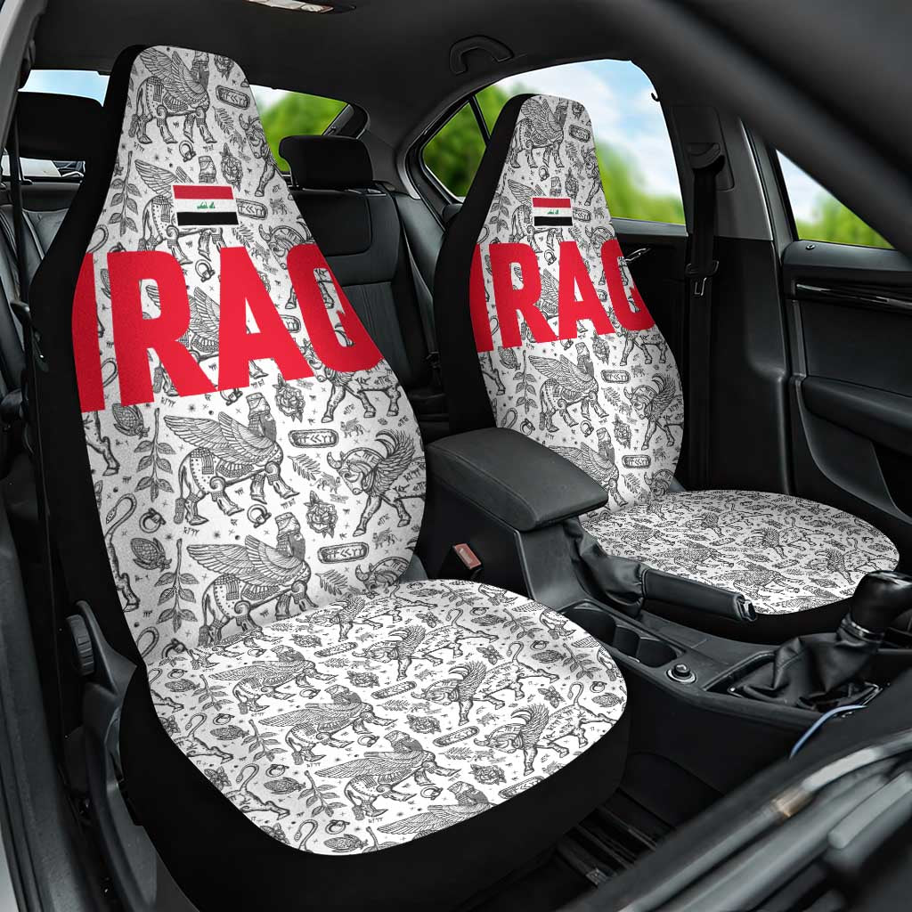Iraq Ancient Mesopotamian Lamassu Car Seat Cover with Mythical Motif Design - Wonder Print Shop