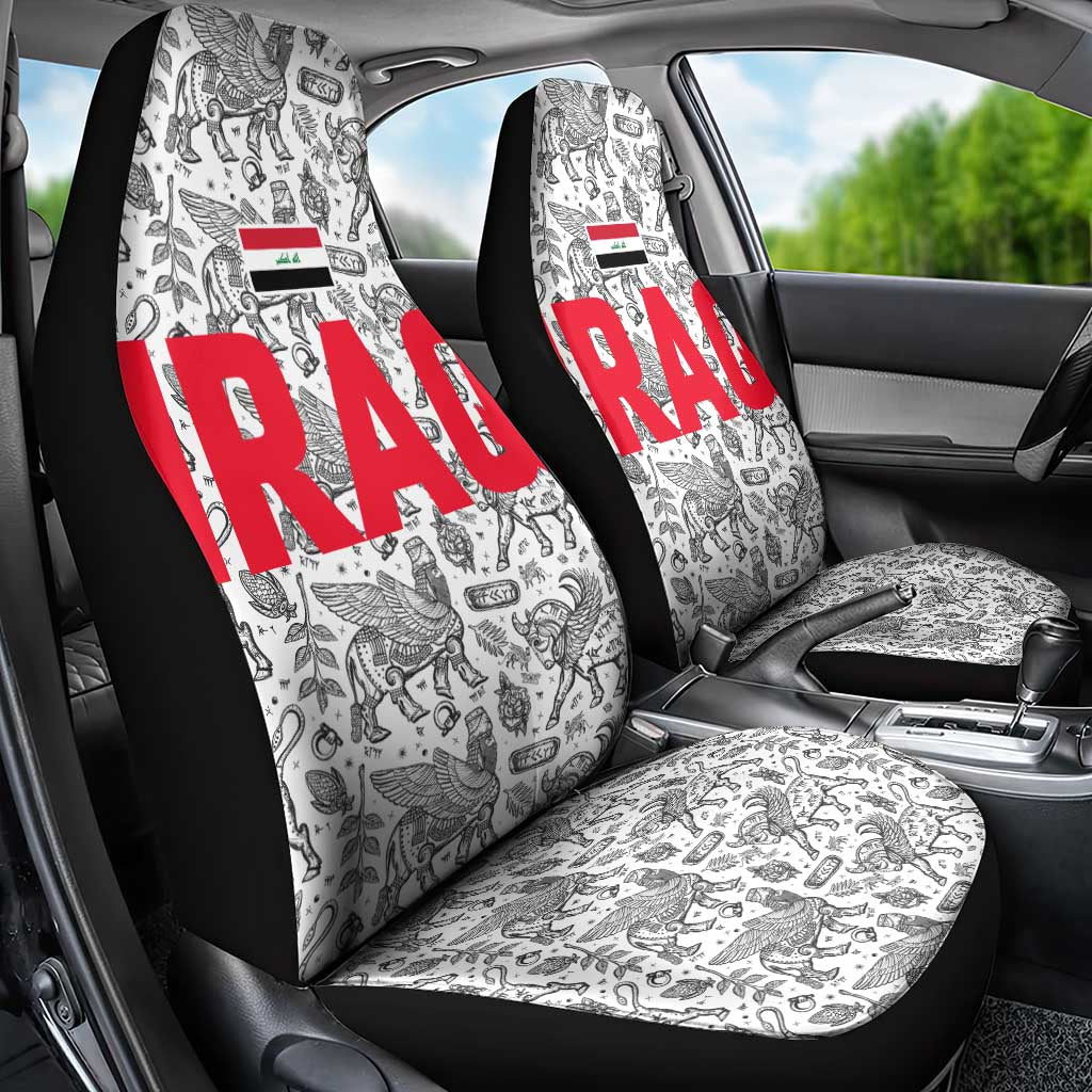 Iraq Ancient Mesopotamian Lamassu Car Seat Cover with Mythical Motif Design - Wonder Print Shop