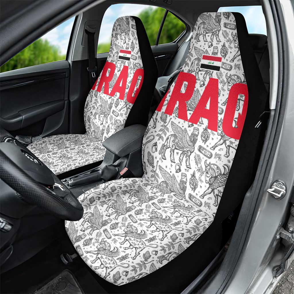 Iraq Ancient Mesopotamian Lamassu Car Seat Cover with Mythical Motif Design - Wonder Print Shop