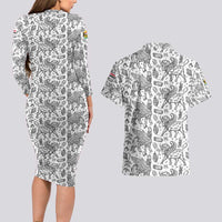 Iraq Ancient Mesopotamian Lamassu Couples Matching Long Sleeve Bodycon Dress and Hawaiian Shirt with Mythical Motif Design - Wonder Print Shop