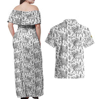 Iraq Ancient Mesopotamian Lamassu Couples Matching Off Shoulder Maxi Dress and Hawaiian Shirt with Mythical Motif Design - Wonder Print Shop