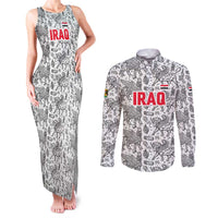 Iraq Ancient Mesopotamian Lamassu Couples Matching Tank Maxi Dress and Long Sleeve Button Shirt with Mythical Motif Design - Wonder Print Shop