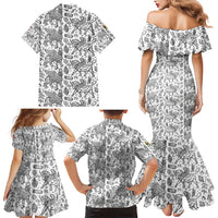 Iraq Ancient Mesopotamian Lamassu Family Matching Mermaid Dress and Hawaiian Shirt with Mythical Motif Design - Wonder Print Shop