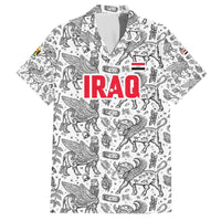 Iraq Ancient Mesopotamian Lamassu Family Matching Off The Shoulder Long Sleeve Dress and Hawaiian Shirt with Mythical Motif Design - Wonder Print Shop