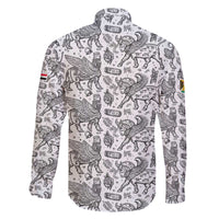 Iraq Ancient Mesopotamian Lamassu Family Matching Off The Shoulder Long Sleeve Dress and Hawaiian Shirt with Mythical Motif Design - Wonder Print Shop