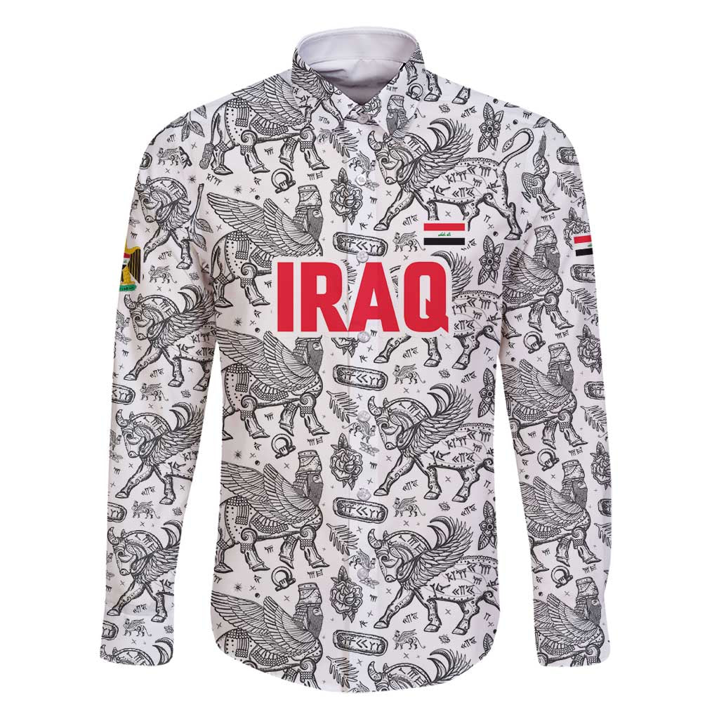 Iraq Ancient Mesopotamian Lamassu Family Matching Off Shoulder Short Dress and Hawaiian Shirt with Mythical Motif Design - Wonder Print Shop