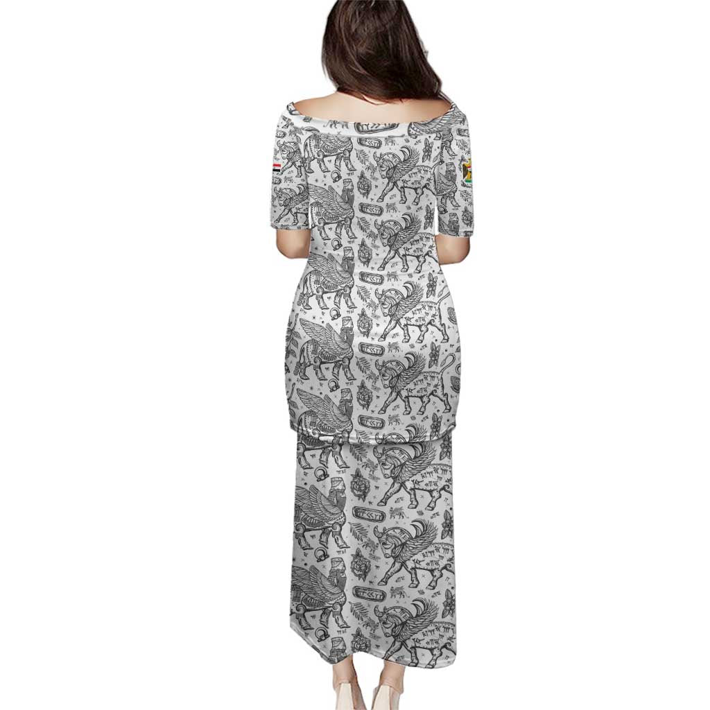 Iraq Ancient Mesopotamian Lamassu Family Matching Puletasi and Hawaiian Shirt with Mythical Motif Design - Wonder Print Shop