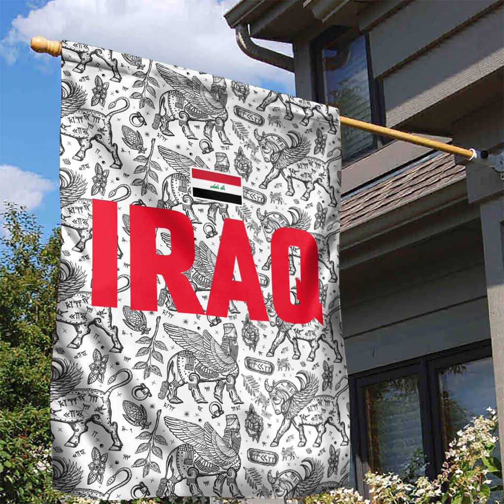 Iraq Ancient Mesopotamian Lamassu Garden Flag with Mythical Motif Design - Wonder Print Shop