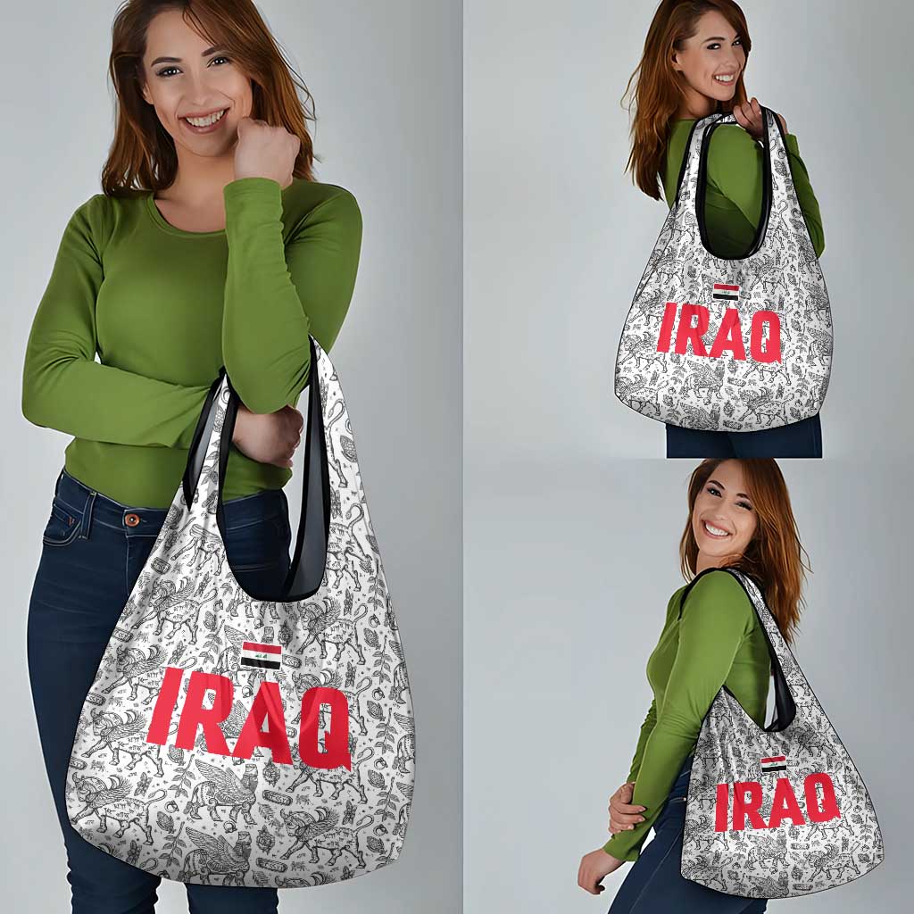 Iraq Ancient Mesopotamian Lamassu Grocery Bag with Mythical Motif Design - Wonder Print Shop