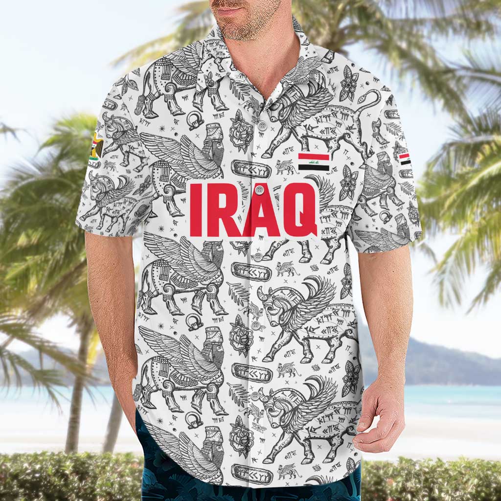 Iraq Ancient Mesopotamian Lamassu Hawaiian Shirt with Mythical Motif Design - Wonder Print Shop