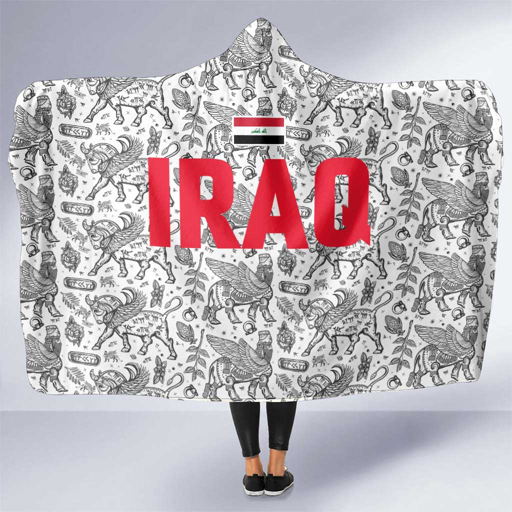 Iraq Ancient Mesopotamian Lamassu Hooded Blanket with Mythical Motif Design - Wonder Print Shop