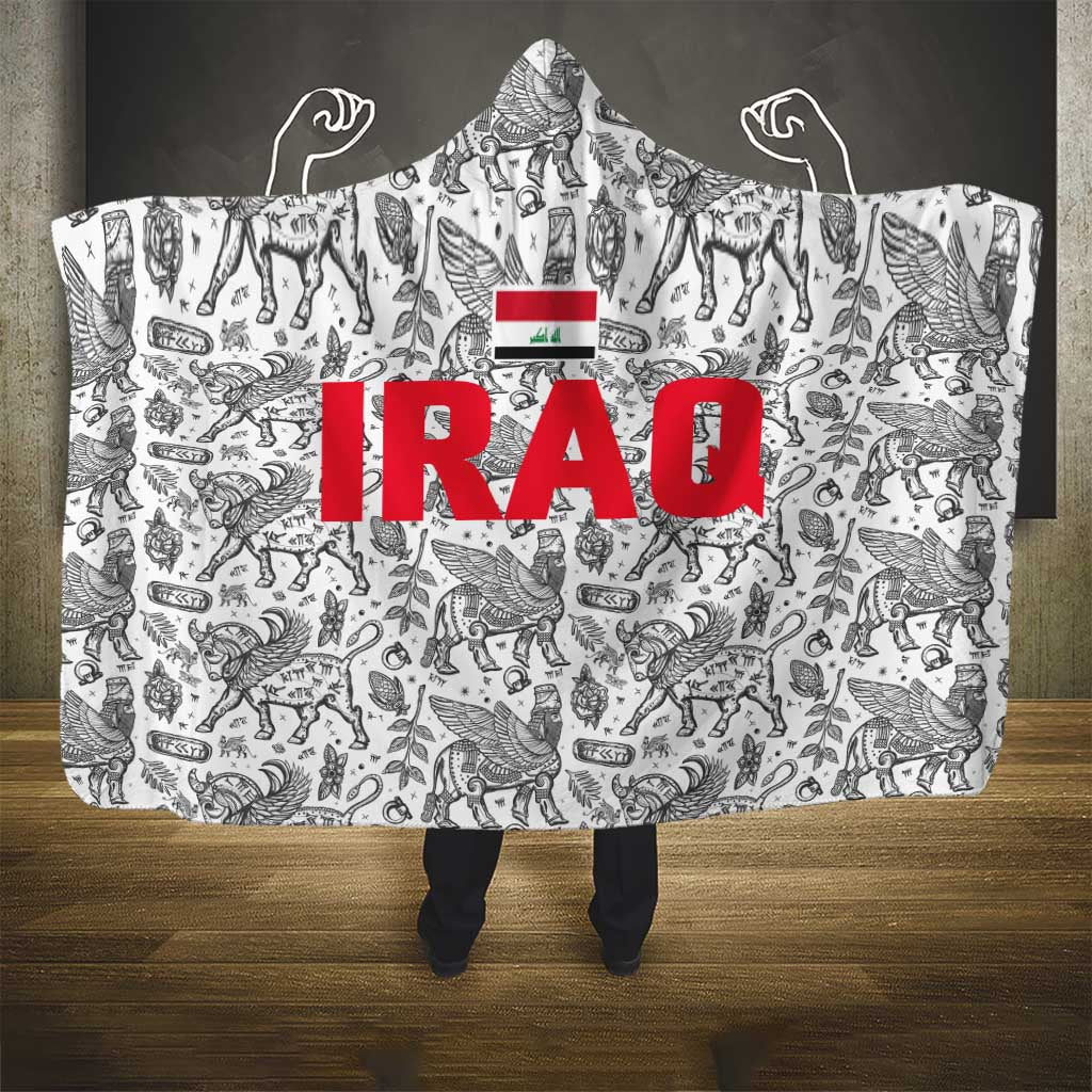 Iraq Ancient Mesopotamian Lamassu Hooded Blanket with Mythical Motif Design - Wonder Print Shop