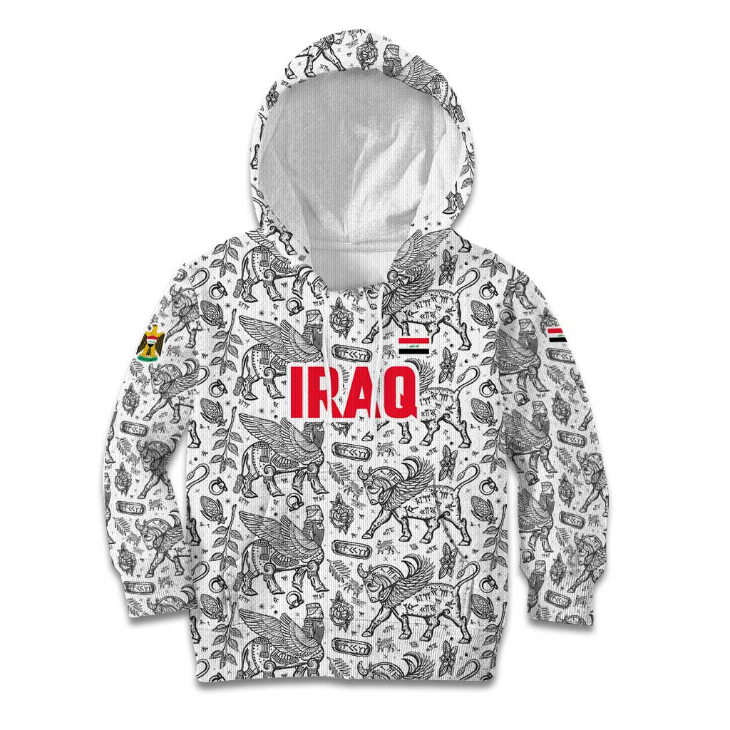 Iraq Ancient Mesopotamian Lamassu Kid Hoodie with Mythical Motif Design - Wonder Print Shop