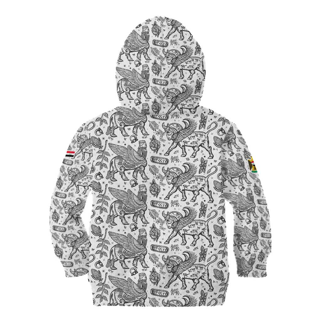 Iraq Ancient Mesopotamian Lamassu Kid Hoodie with Mythical Motif Design - Wonder Print Shop