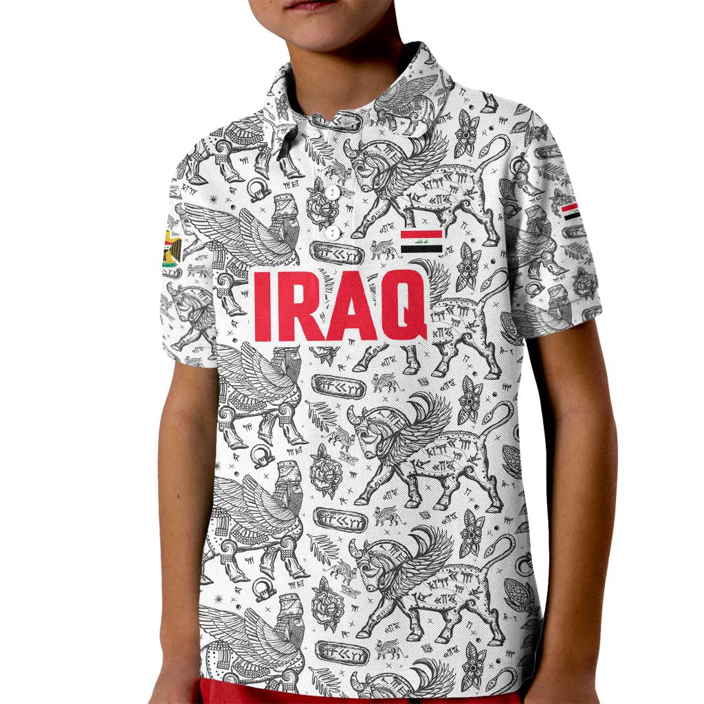 Iraq Ancient Mesopotamian Lamassu Kid Polo Shirt with Mythical Motif Design - Wonder Print Shop