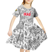 Iraq Ancient Mesopotamian Lamassu Kid Short Sleeve Dress with Mythical Motif Design - Wonder Print Shop