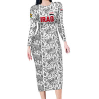 Iraq Ancient Mesopotamian Lamassu Long Sleeve Bodycon Dress with Mythical Motif Design - Wonder Print Shop