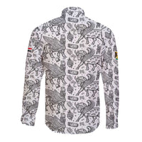 Iraq Ancient Mesopotamian Lamassu Long Sleeve Button Shirt with Mythical Motif Design - Wonder Print Shop