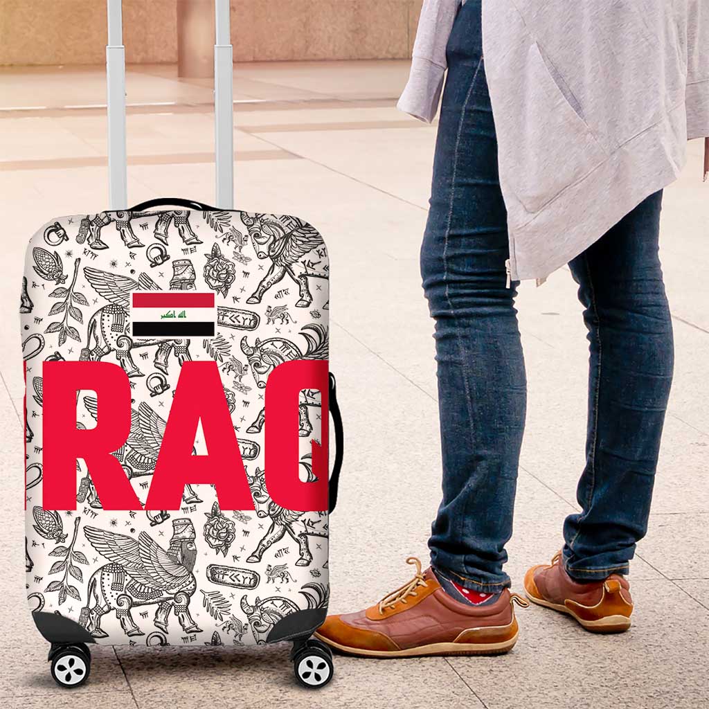 Iraq Ancient Mesopotamian Lamassu Luggage Cover with Mythical Motif Design - Wonder Print Shop