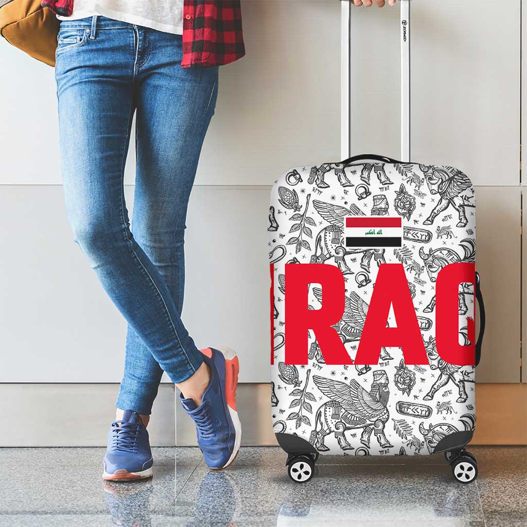 Iraq Ancient Mesopotamian Lamassu Luggage Cover with Mythical Motif Design - Wonder Print Shop