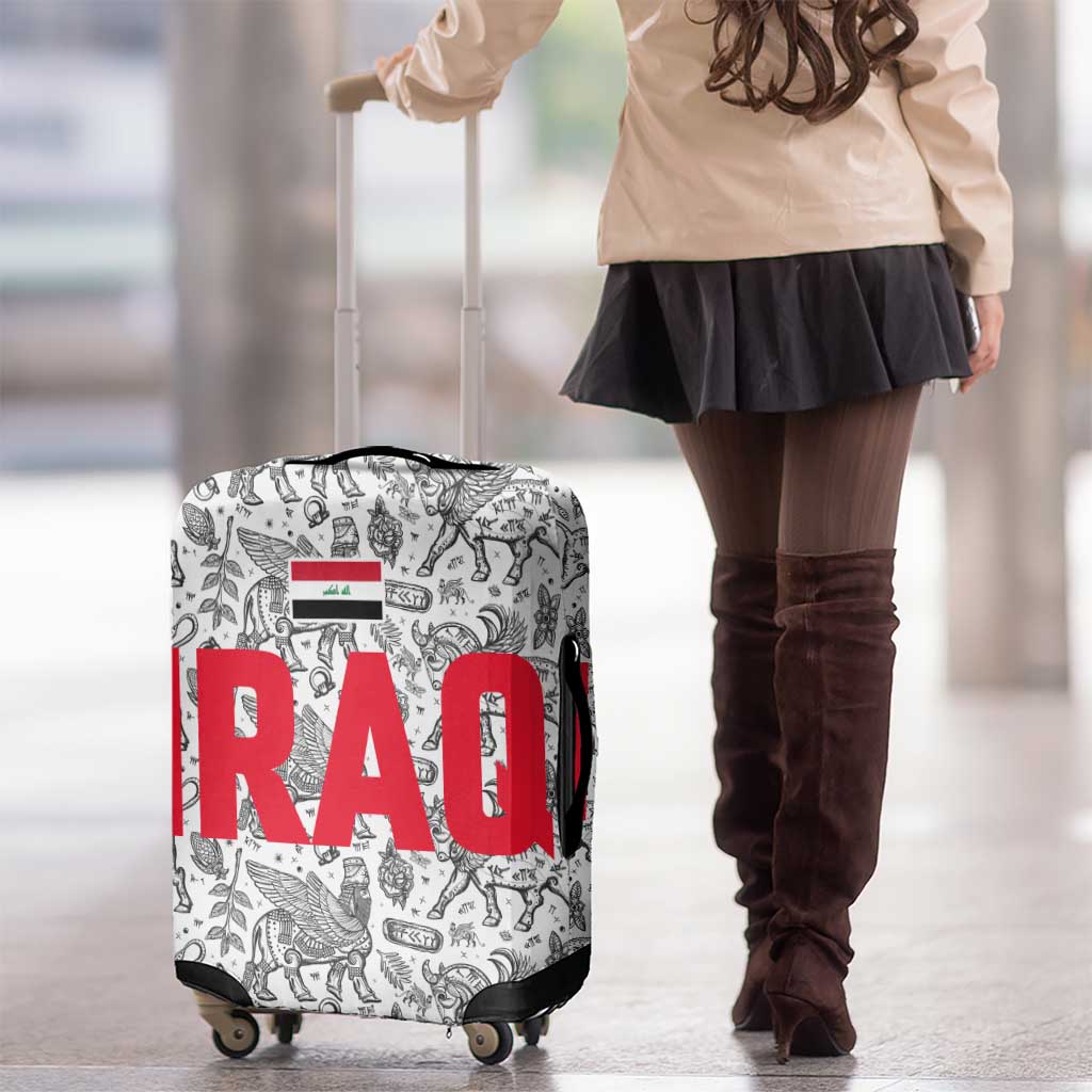 Iraq Ancient Mesopotamian Lamassu Luggage Cover with Mythical Motif Design - Wonder Print Shop