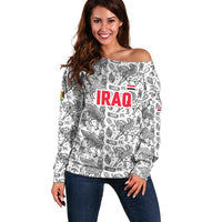 Iraq Ancient Mesopotamian Lamassu Off Shoulder Sweater with Mythical Motif Design - Wonder Print Shop