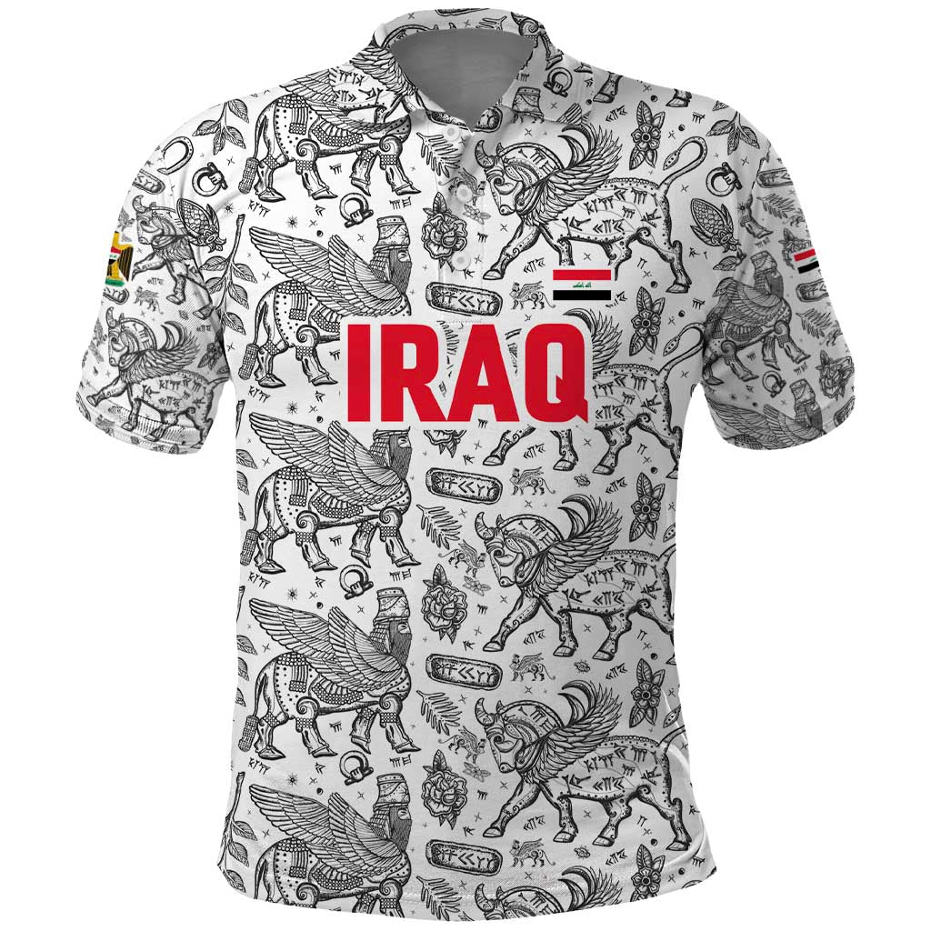 Iraq Ancient Mesopotamian Lamassu Polo Shirt with Mythical Motif Design - Wonder Print Shop
