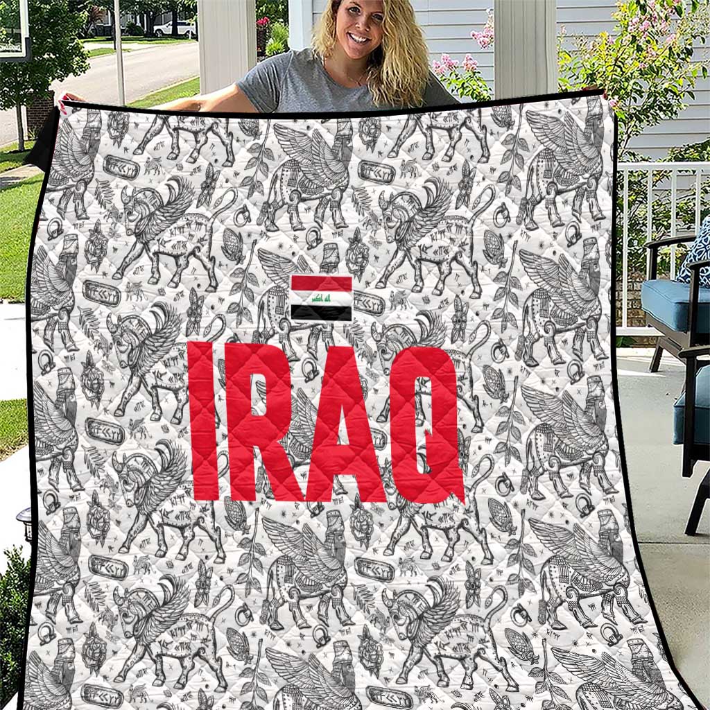 Iraq Ancient Mesopotamian Lamassu Quilt with Mythical Motif Design - Wonder Print Shop
