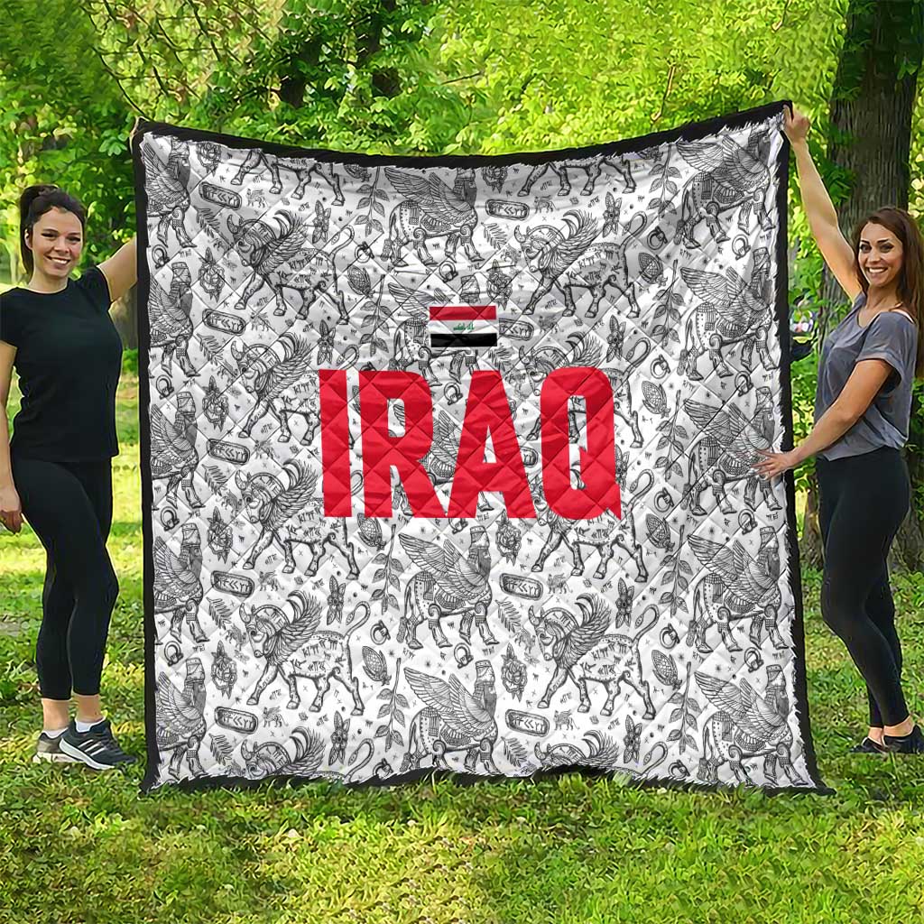 Iraq Ancient Mesopotamian Lamassu Quilt with Mythical Motif Design - Wonder Print Shop