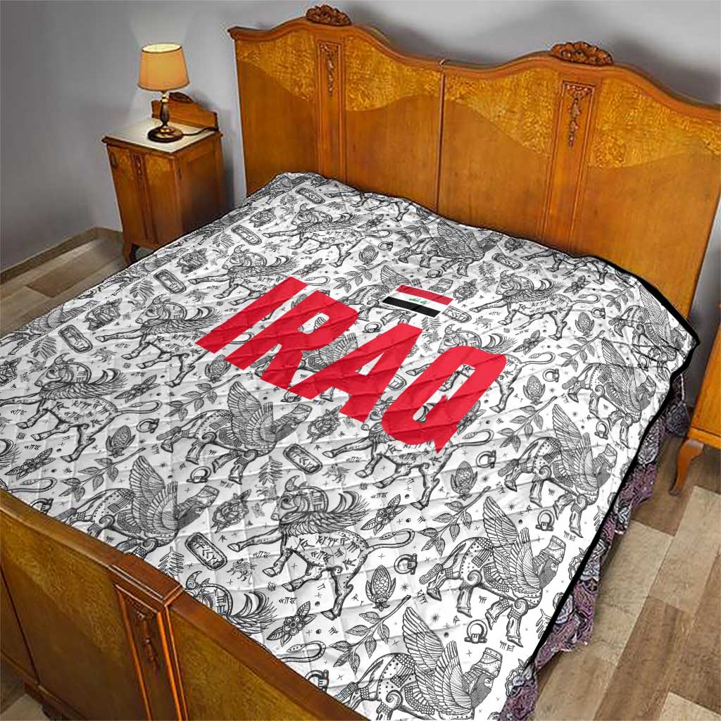 Iraq Ancient Mesopotamian Lamassu Quilt with Mythical Motif Design - Wonder Print Shop