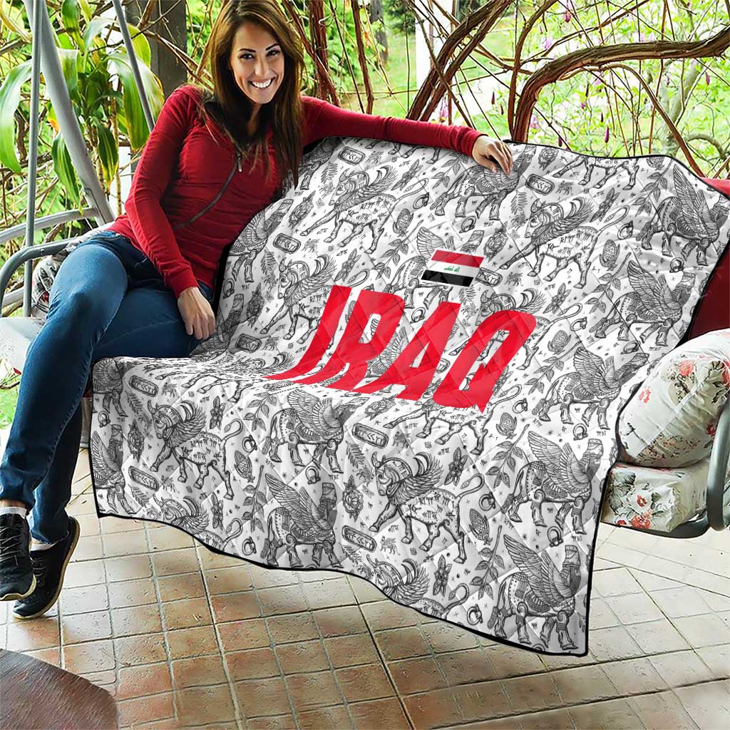 Iraq Ancient Mesopotamian Lamassu Quilt with Mythical Motif Design - Wonder Print Shop