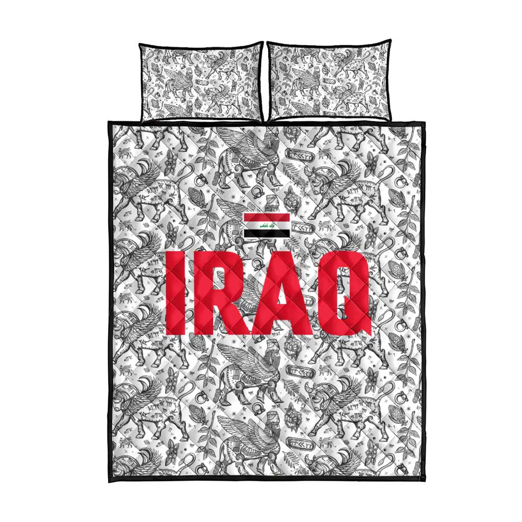 Iraq Ancient Mesopotamian Lamassu Quilt Bed Set with Mythical Motif Design - Wonder Print Shop