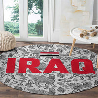 Iraq Ancient Mesopotamian Lamassu Round Carpet with Mythical Motif Design - Wonder Print Shop