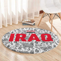 Iraq Ancient Mesopotamian Lamassu Round Carpet with Mythical Motif Design - Wonder Print Shop