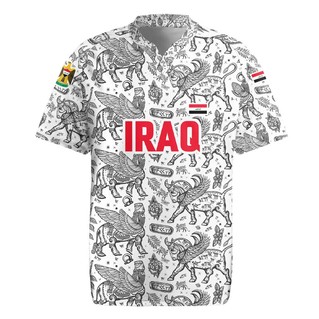 Iraq Ancient Mesopotamian Lamassu Rugby Jersey with Mythical Motif Design - Wonder Print Shop