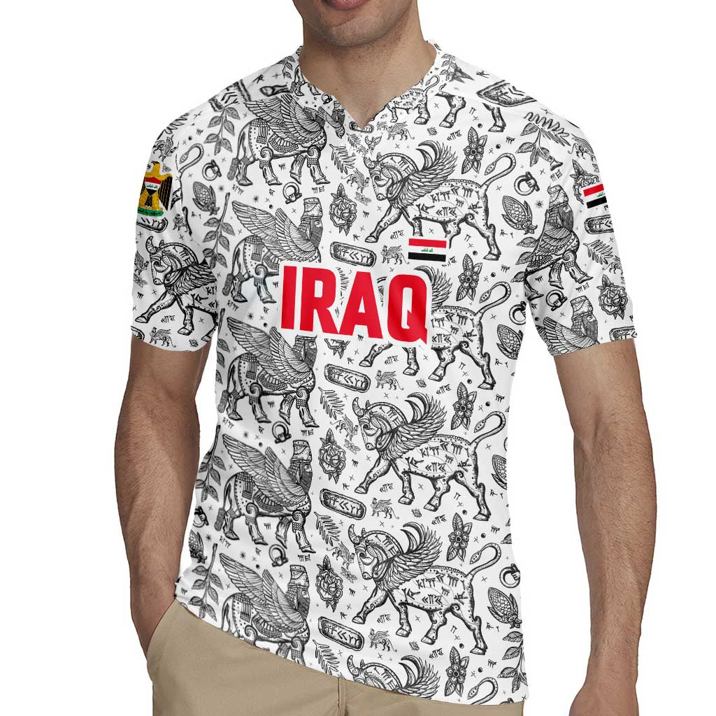 Iraq Ancient Mesopotamian Lamassu Rugby Jersey with Mythical Motif Design - Wonder Print Shop