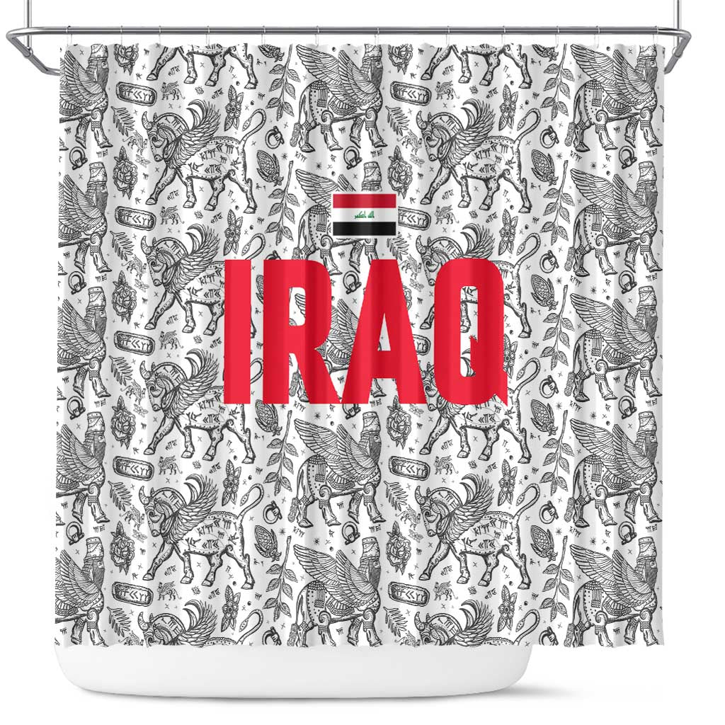 Iraq Ancient Mesopotamian Lamassu Shower Curtain with Mythical Motif Design - Wonder Print Shop