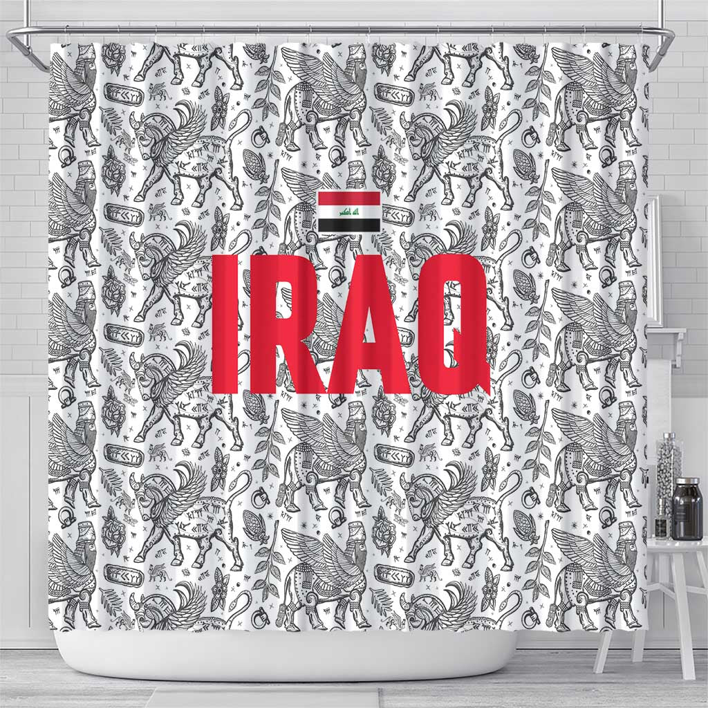 Iraq Ancient Mesopotamian Lamassu Shower Curtain with Mythical Motif Design - Wonder Print Shop
