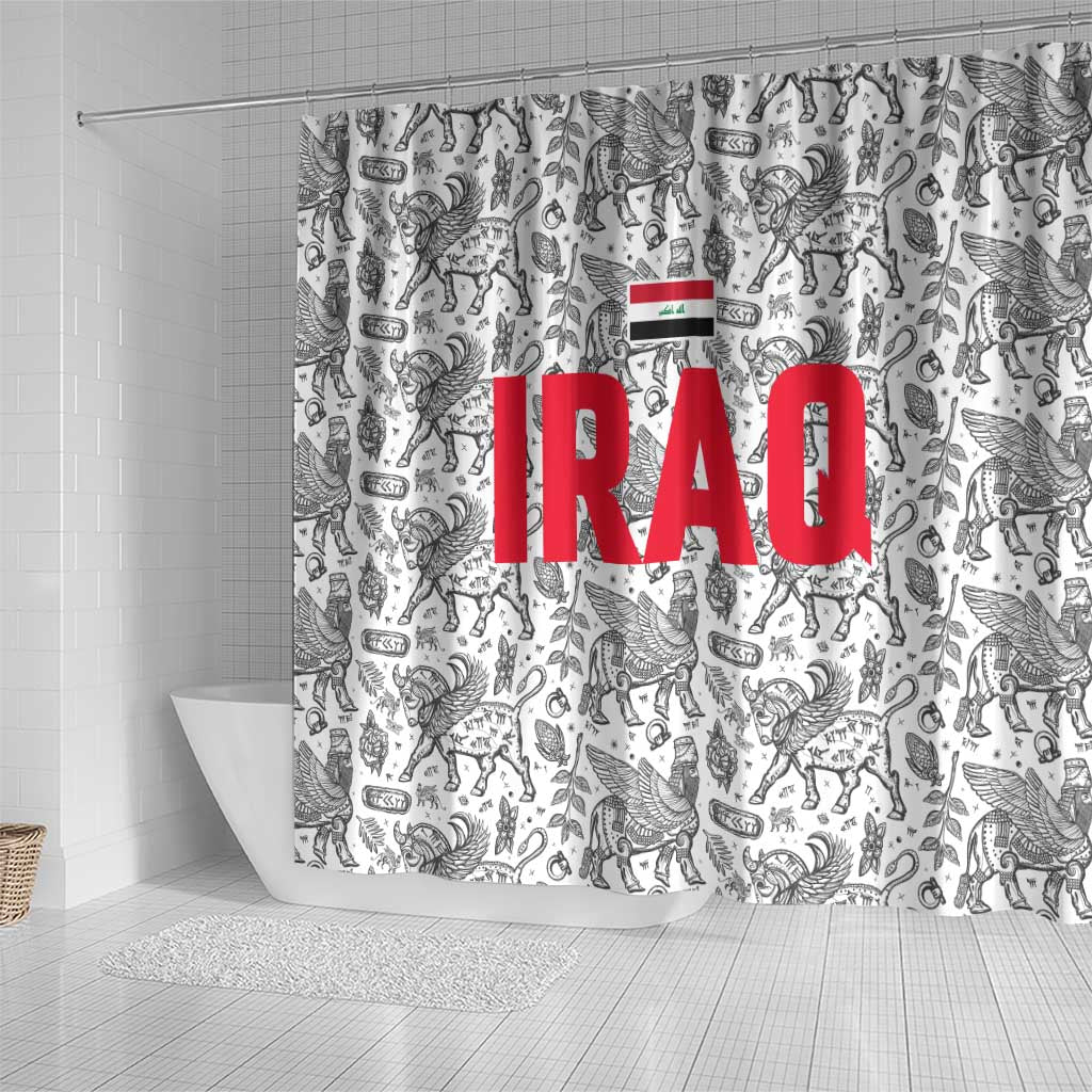 Iraq Ancient Mesopotamian Lamassu Shower Curtain with Mythical Motif Design - Wonder Print Shop