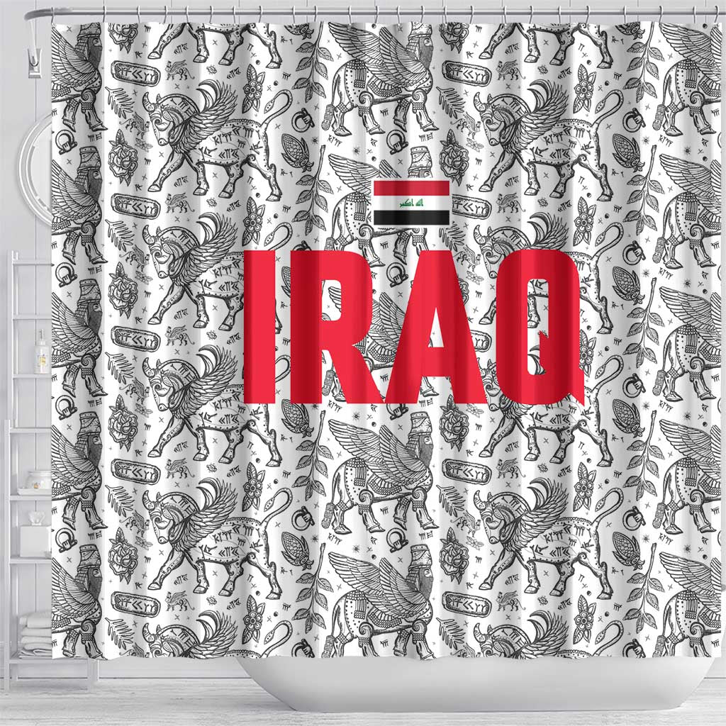 Iraq Ancient Mesopotamian Lamassu Shower Curtain with Mythical Motif Design - Wonder Print Shop