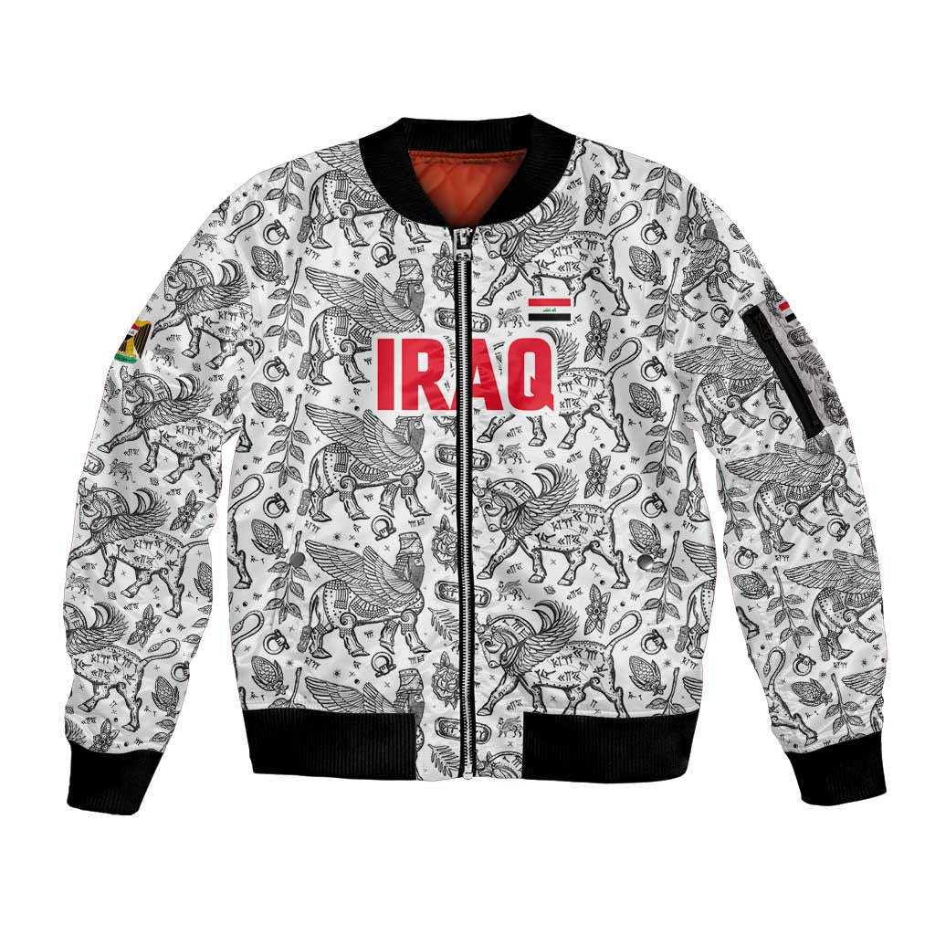 Iraq Ancient Mesopotamian Lamassu Sleeve Zip Bomber Jacket with Mythical Motif Design - Wonder Print Shop
